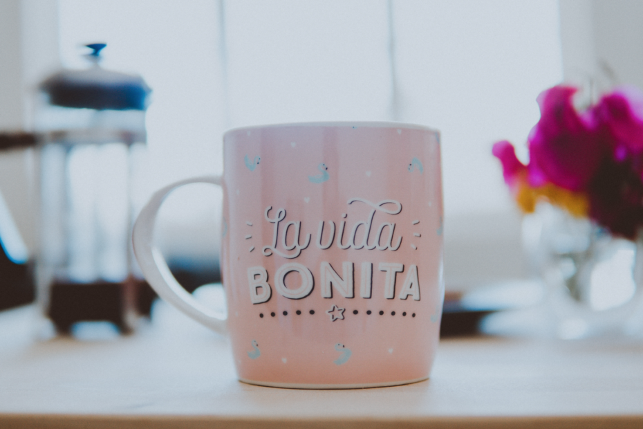 Photo by Elle Hughes: https://www.pexels.com/photo/pink-and-white-ceramic-mug-on-brown-wooden-table-1585850/